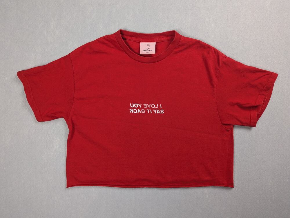 Lonely Ghost I Love You Say It Back Red Cropped T-Shirt Size M